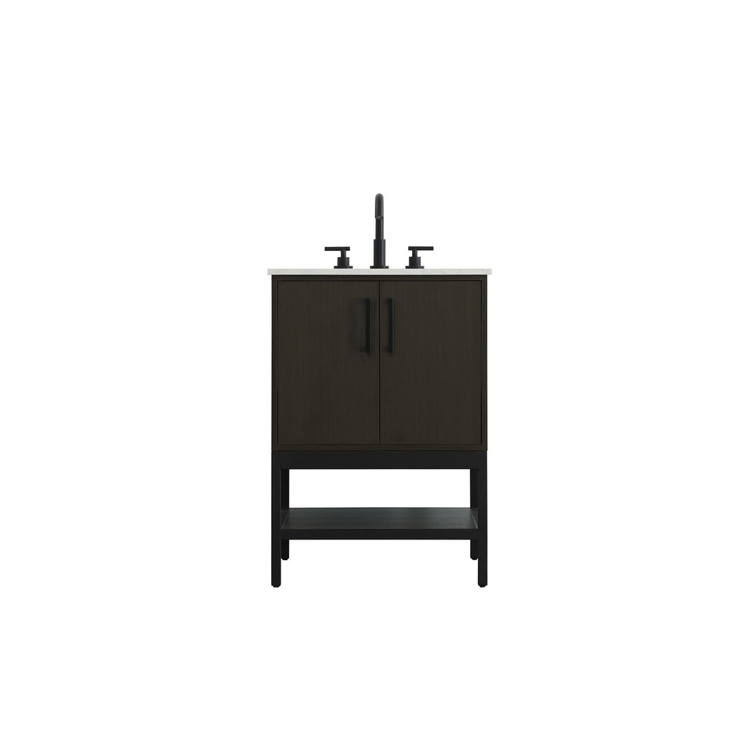 24 Inch Single Bathroom Vanity In Mocha Brown - View 3 - Joshua Marshal