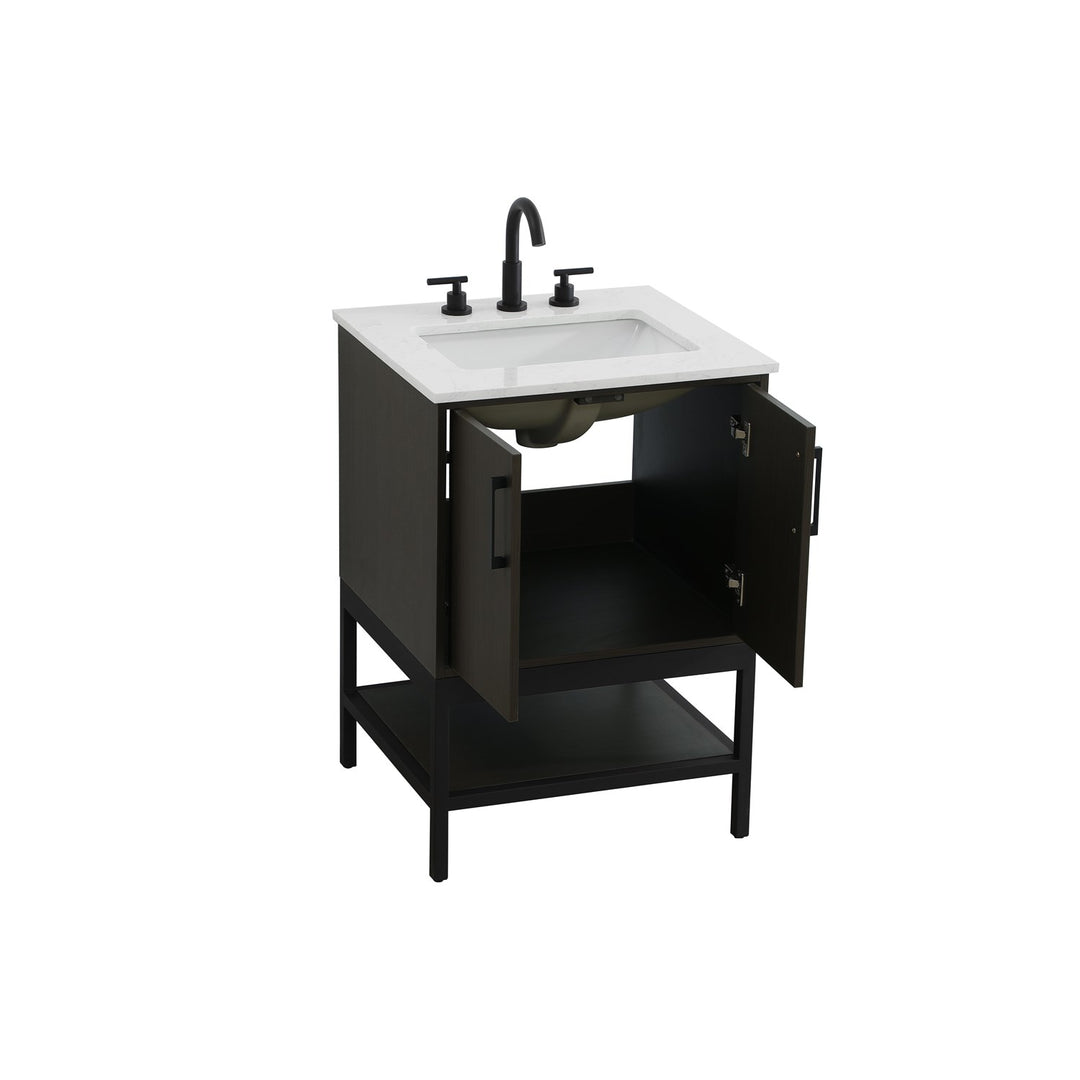 24 Inch Single Bathroom Vanity In Mocha Brown - View 4 - Joshua Marshal