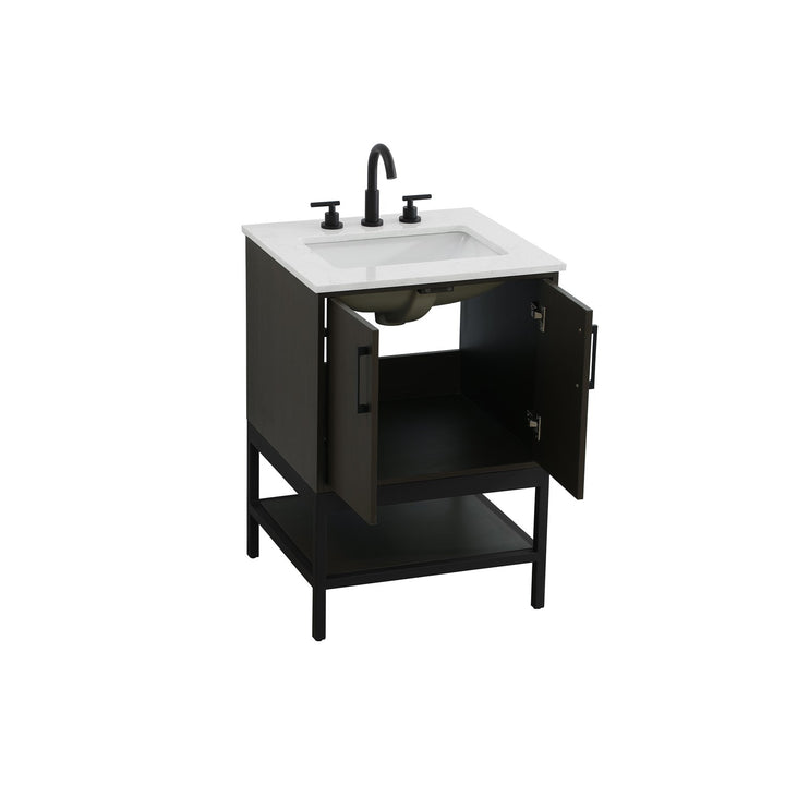 24 Inch Single Bathroom Vanity In Mocha Brown - View 4 - Joshua Marshal