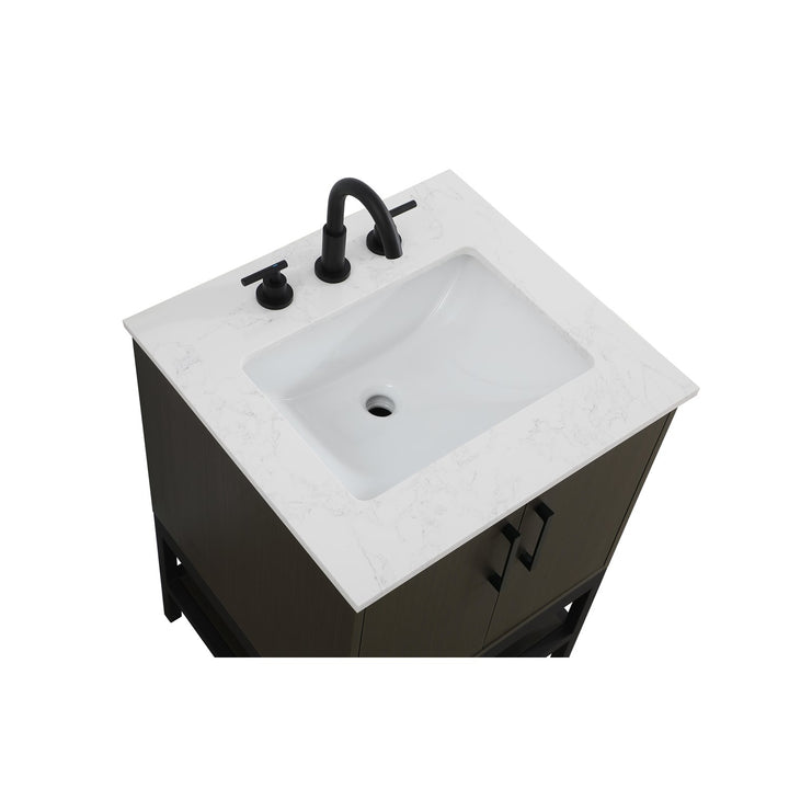 24 Inch Single Bathroom Vanity In Mocha Brown - View 5 - Joshua Marshal