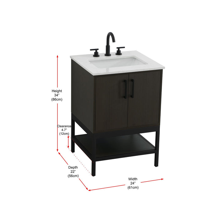 24 Inch Single Bathroom Vanity In Mocha Brown - View 6 - Joshua Marshal