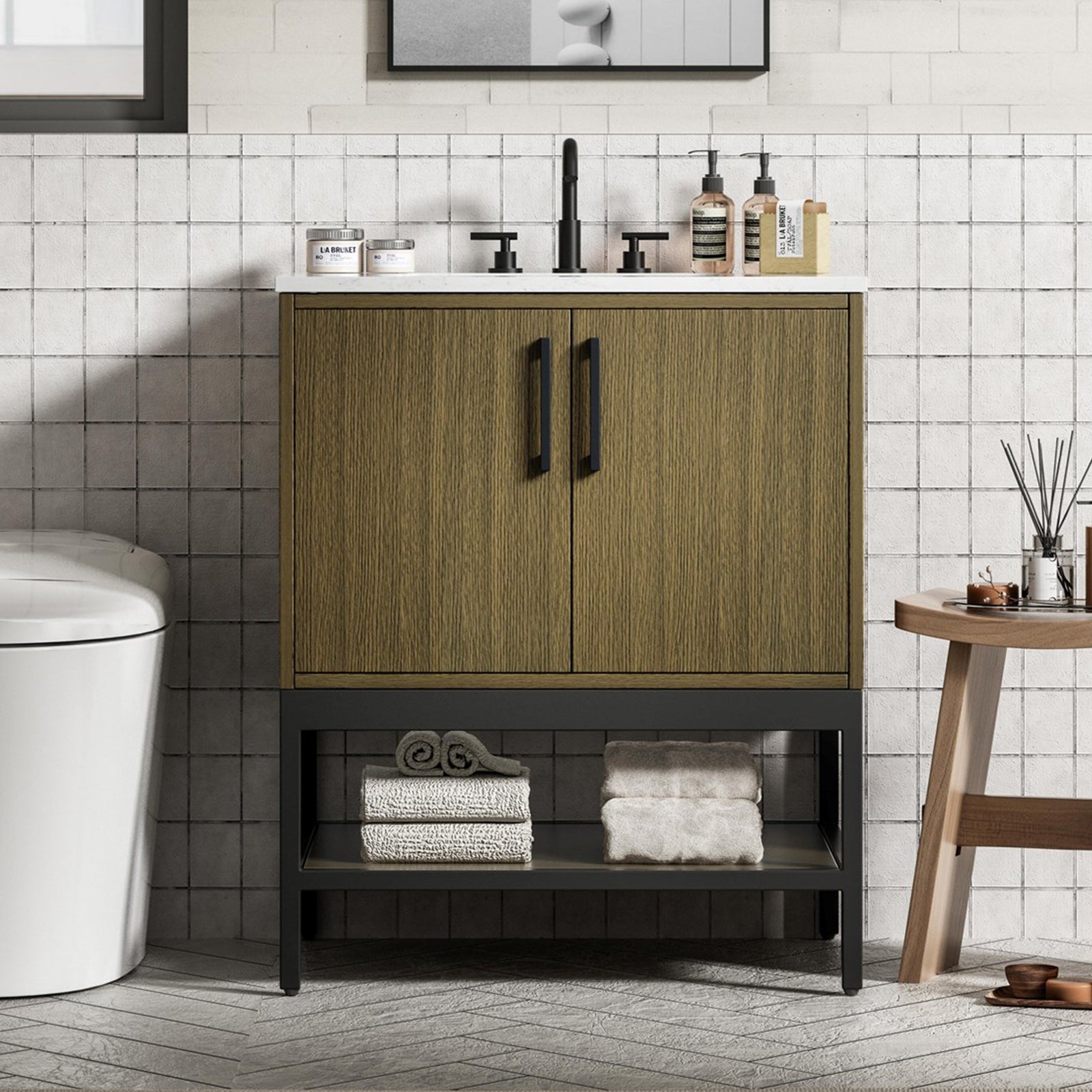 30 Inch Single Bathroom Vanity In Chestnut Brown Chestnut Brown Finish - KITCHEN & BATH by Joshua Marshal