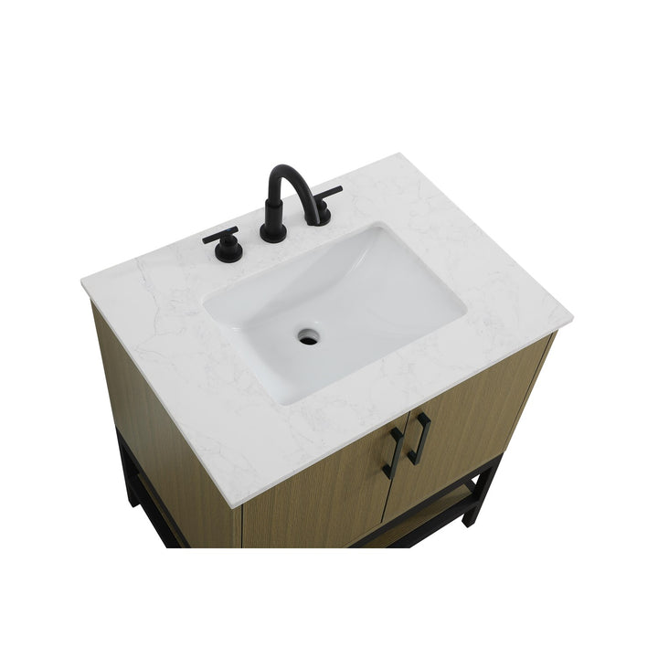 30 Inch Single Bathroom Vanity In Chestnut Brown - View 5 - Joshua Marshal