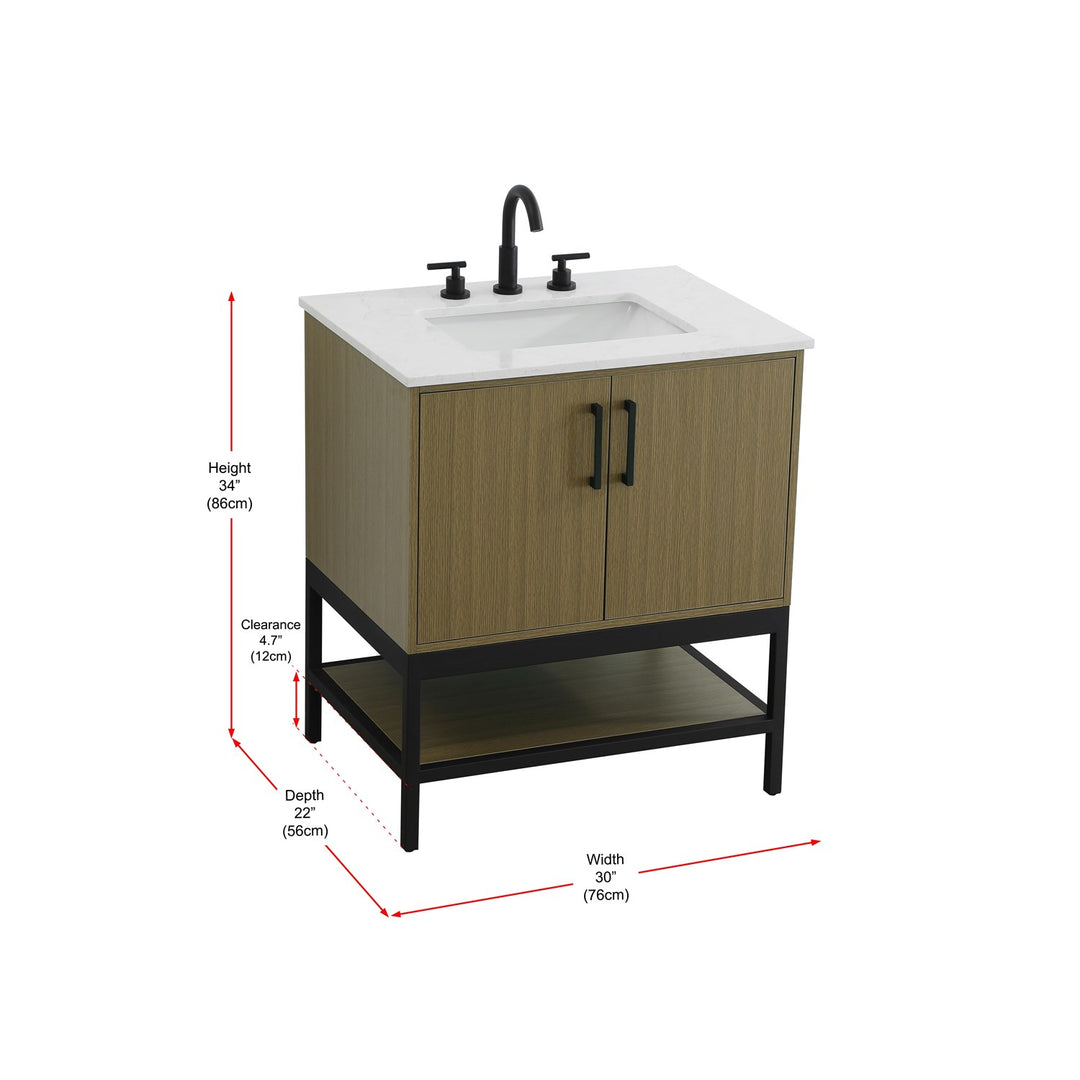 30 Inch Single Bathroom Vanity In Chestnut Brown - View 6 - Joshua Marshal