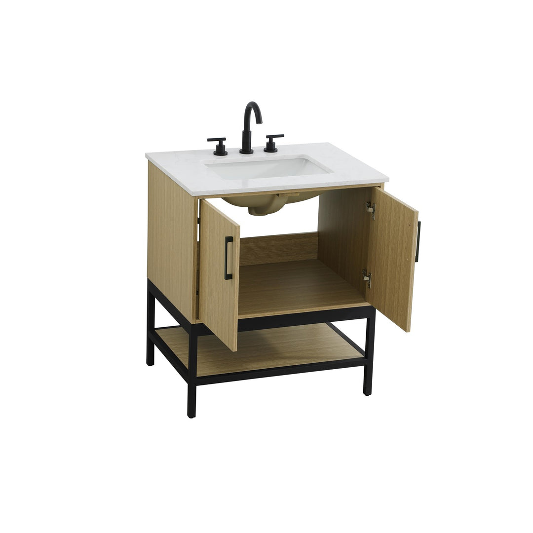 30 Inch Single Bathroom Vanity In Honey Brown - View 4 - Joshua Marshal