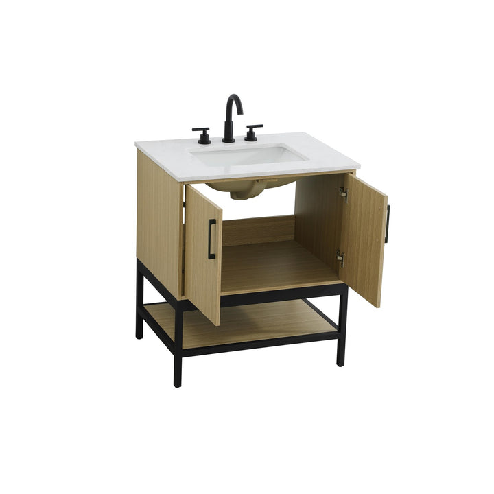 30 Inch Single Bathroom Vanity In Honey Brown - View 4 - Joshua Marshal