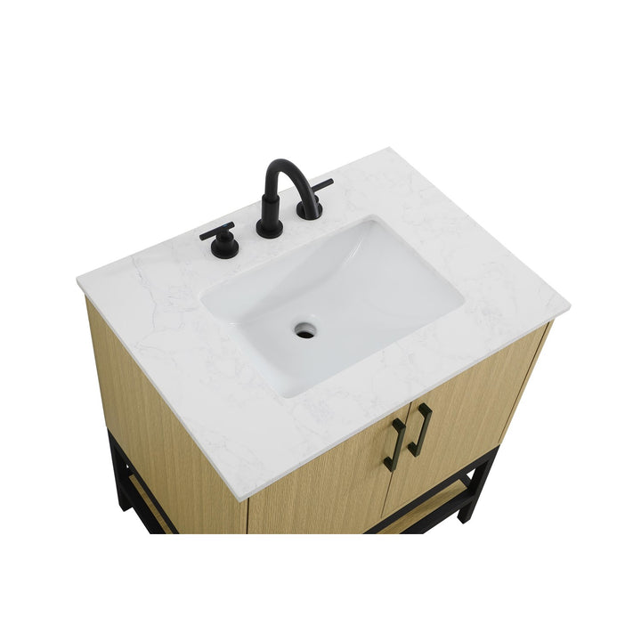 30 Inch Single Bathroom Vanity In Honey Brown - View 5 - Joshua Marshal