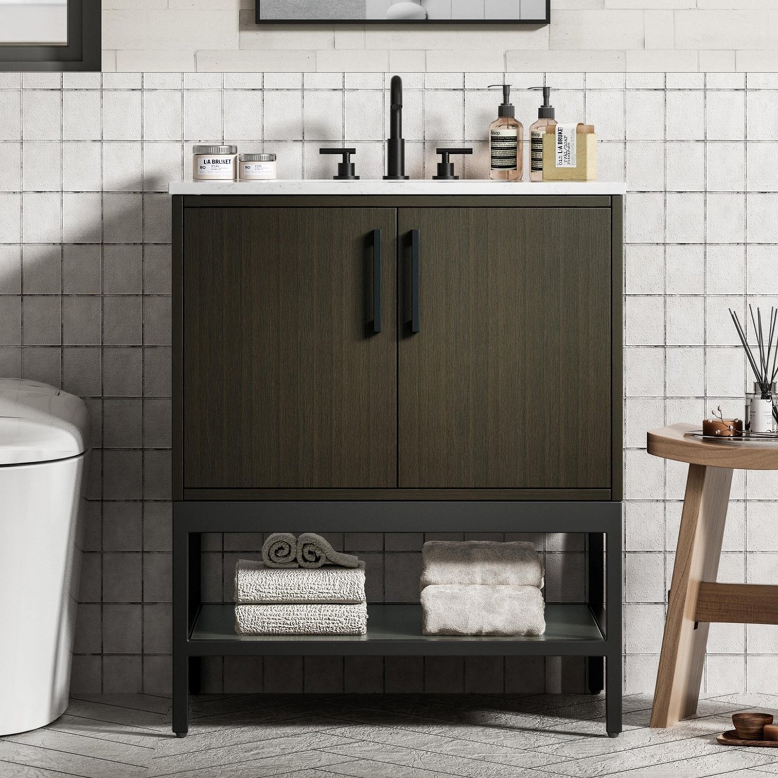 30 Inch Single Bathroom Vanity In Mocha Brown Mocha Brown Finish - KITCHEN & BATH by Joshua Marshal