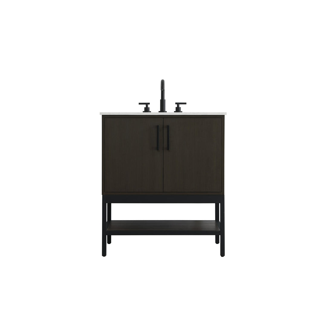 30 Inch Single Bathroom Vanity In Mocha Brown - View 3 - Joshua Marshal