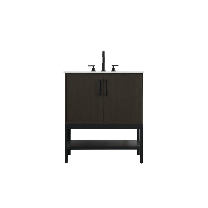 30 Inch Single Bathroom Vanity In Mocha Brown - View 3 - Joshua Marshal