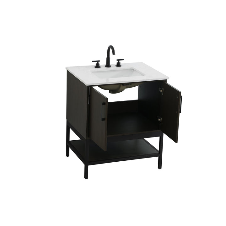 30 Inch Single Bathroom Vanity In Mocha Brown - View 4 - Joshua Marshal