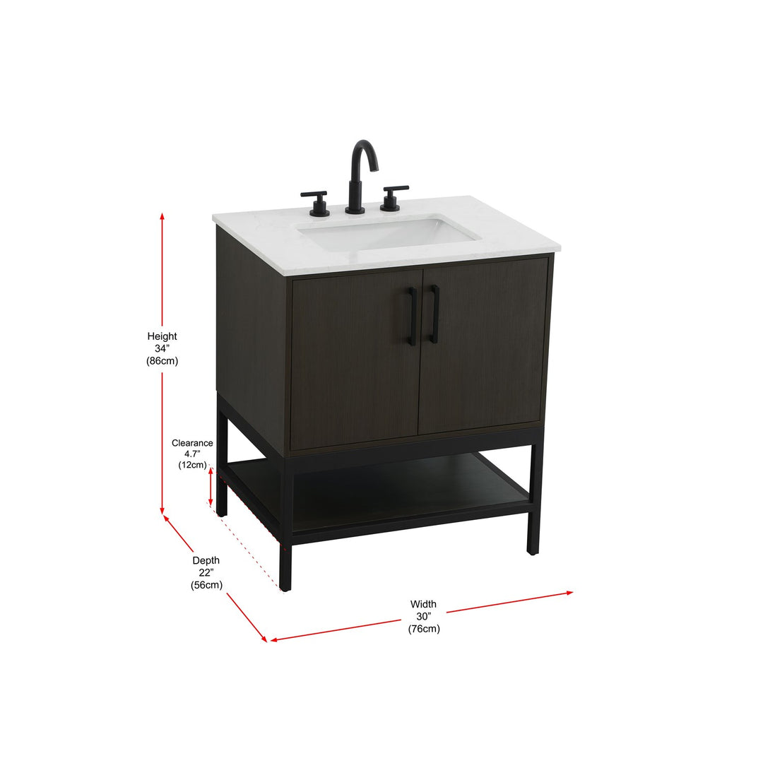 30 Inch Single Bathroom Vanity In Mocha Brown - View 5 - Joshua Marshal