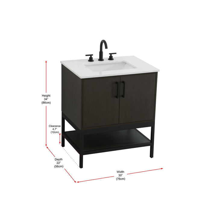 30 Inch Single Bathroom Vanity In Mocha Brown - View 5 - Joshua Marshal