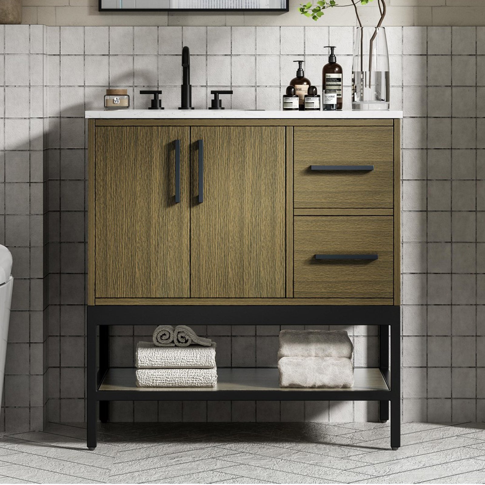 32 Inch Single Bathroom Vanity In Chestnut Brown Chestnut Brown Finish - KITCHEN & BATH by Joshua Marshal