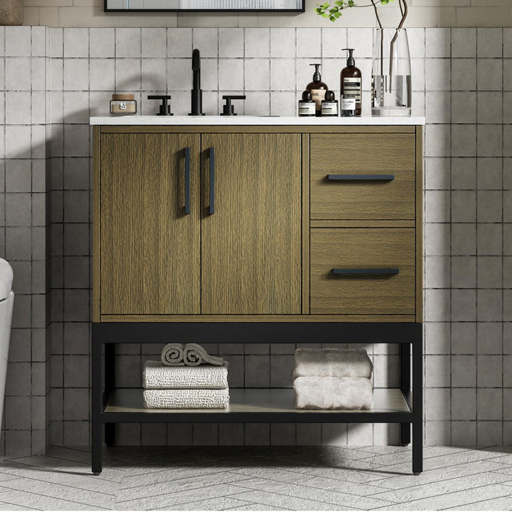 32 Inch Single Bathroom Vanity In Chestnut Brown Chestnut Brown Finish - KITCHEN & BATH by Joshua Marshal
