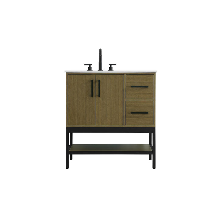 32 Inch Single Bathroom Vanity In Chestnut Brown - View 3 - Joshua Marshal