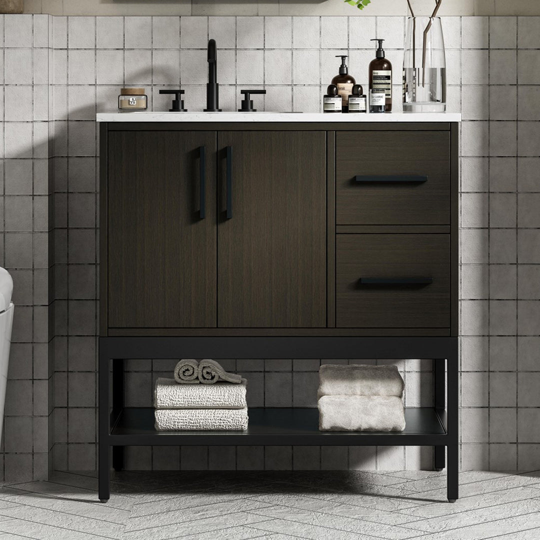 32 Inch Single Bathroom Vanity In Mocha Brown Mocha Brown Finish - KITCHEN & BATH by Joshua Marshal