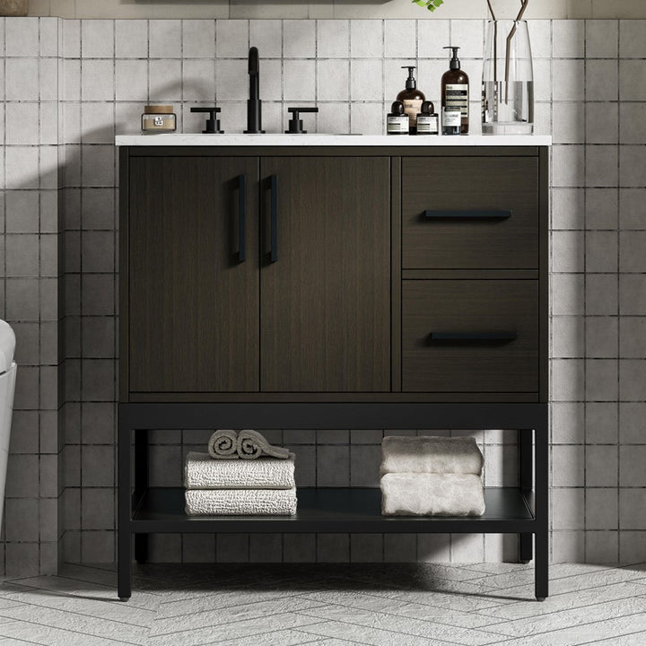 32 Inch Single Bathroom Vanity In Mocha Brown Mocha Brown Finish - KITCHEN & BATH by Joshua Marshal