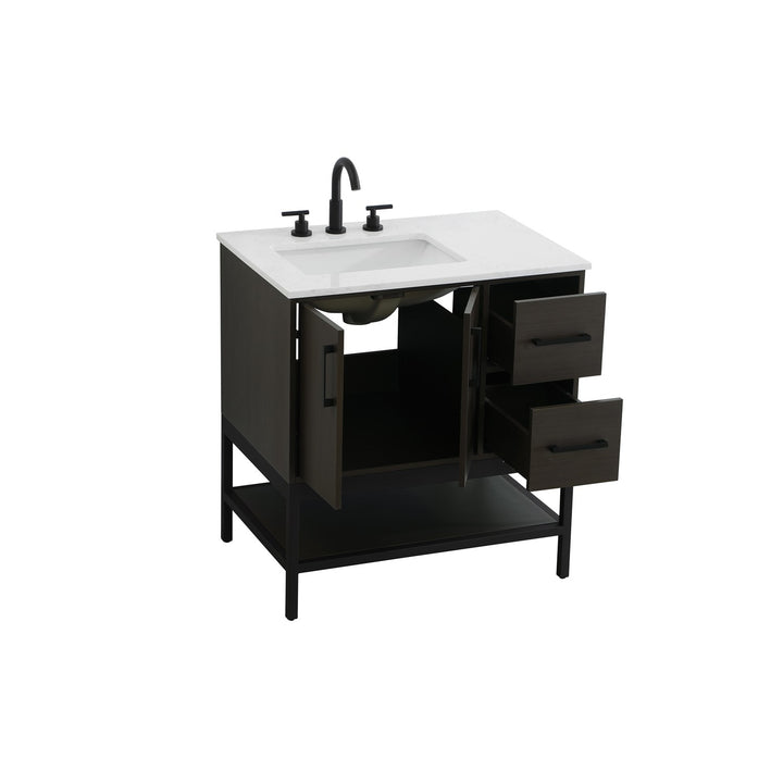 32 Inch Single Bathroom Vanity In Mocha Brown - View 4 - Joshua Marshal