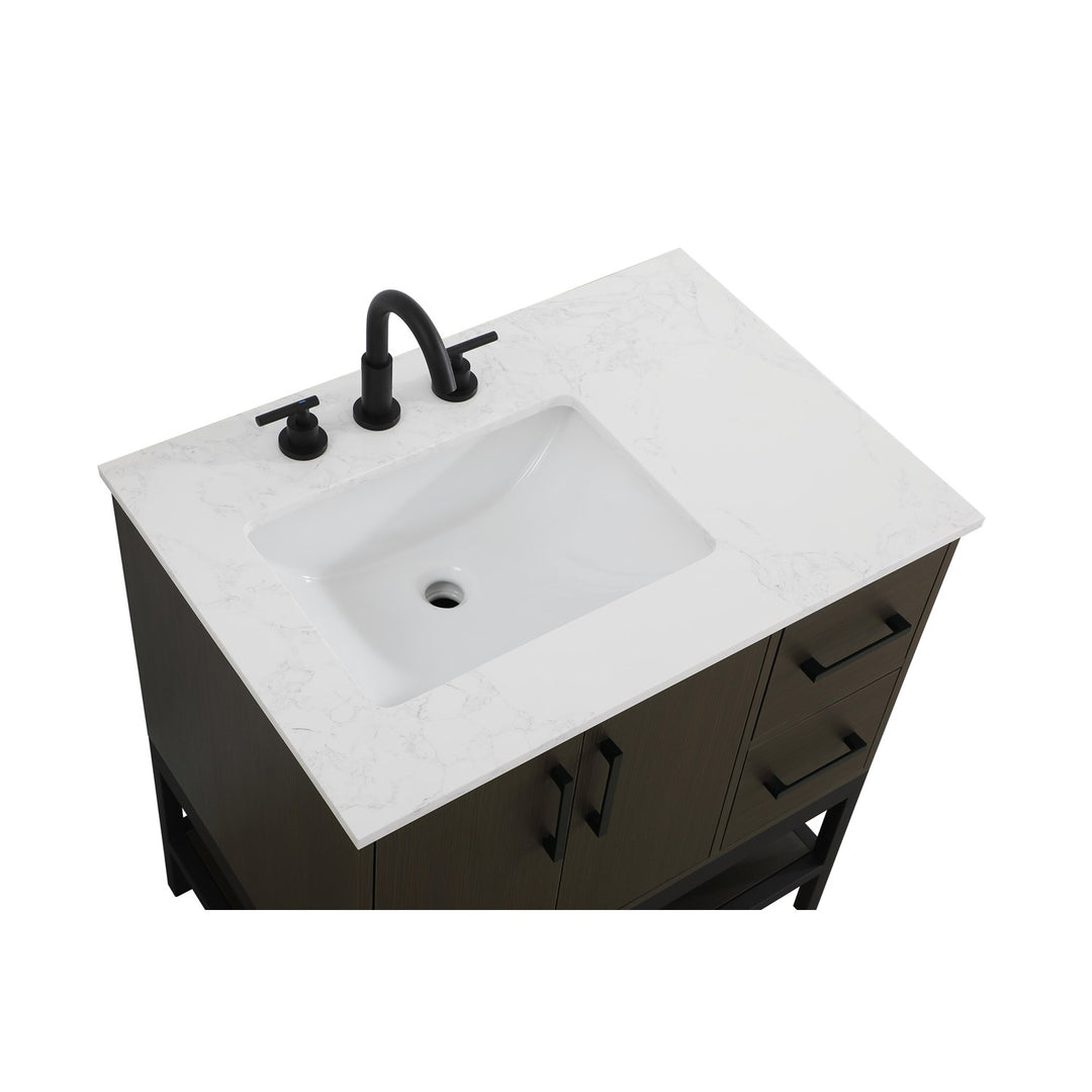 32 Inch Single Bathroom Vanity In Mocha Brown - View 5 - Joshua Marshal