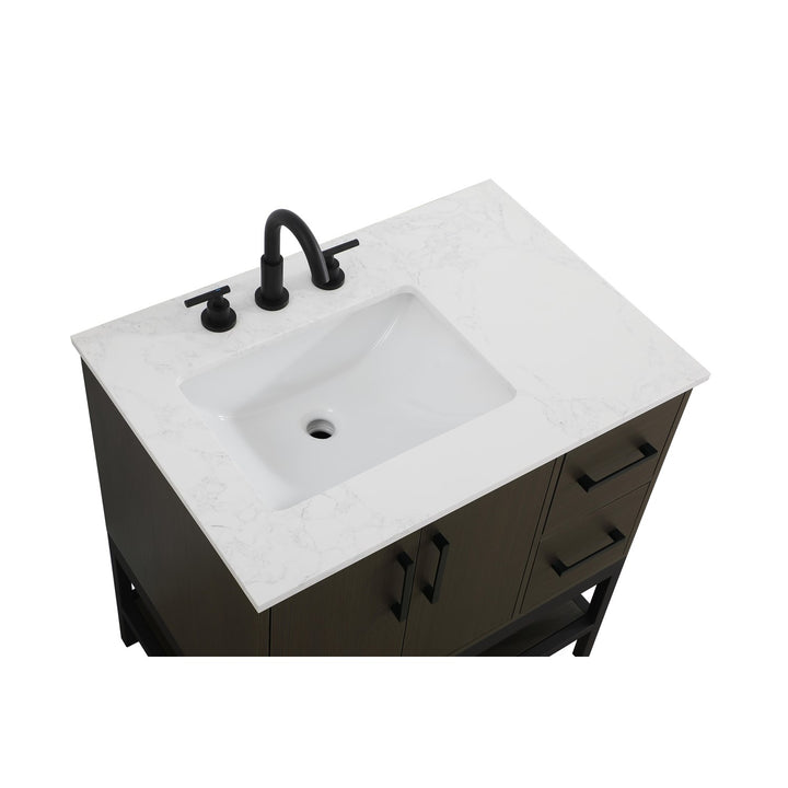 32 Inch Single Bathroom Vanity In Mocha Brown - View 5 - Joshua Marshal