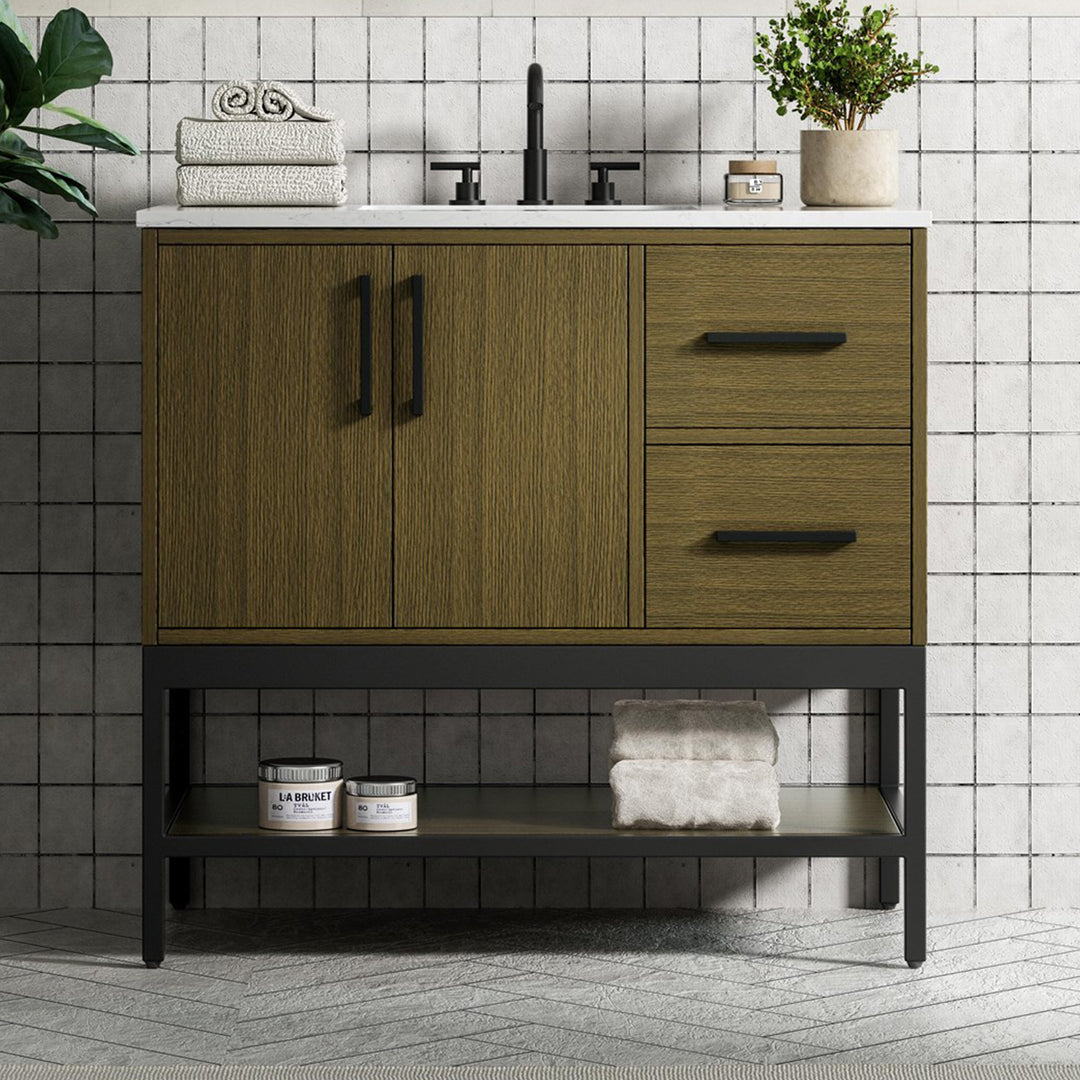 36 Inch Single Bathroom Vanity In Chestnut Brown Chestnut Brown Finish - KITCHEN & BATH by Joshua Marshal