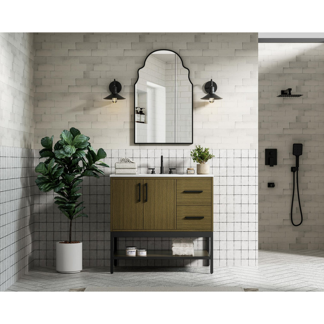 36 Inch Single Bathroom Vanity In Chestnut Brown - View 2 - Joshua Marshal