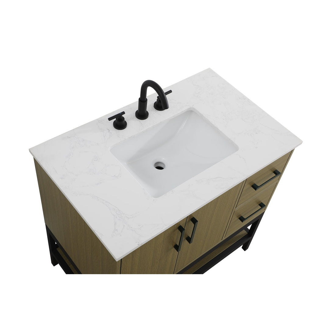 36 Inch Single Bathroom Vanity In Chestnut Brown - View 5 - Joshua Marshal