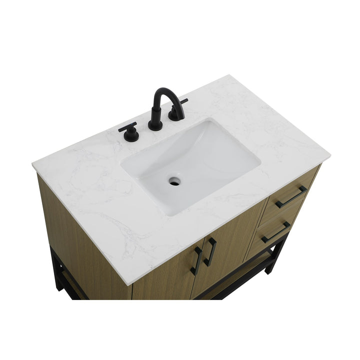 36 Inch Single Bathroom Vanity In Chestnut Brown - View 5 - Joshua Marshal