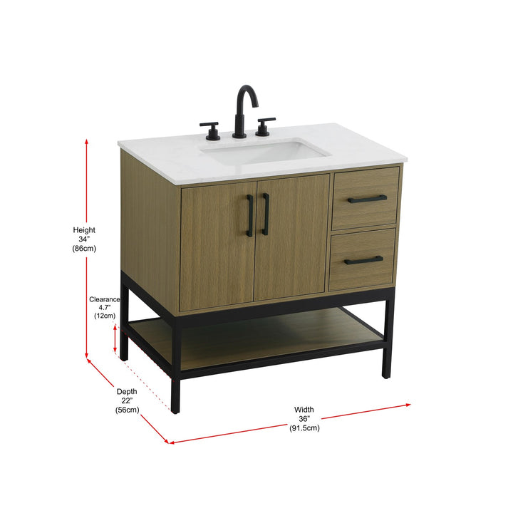 36 Inch Single Bathroom Vanity In Chestnut Brown - View 6 - Joshua Marshal