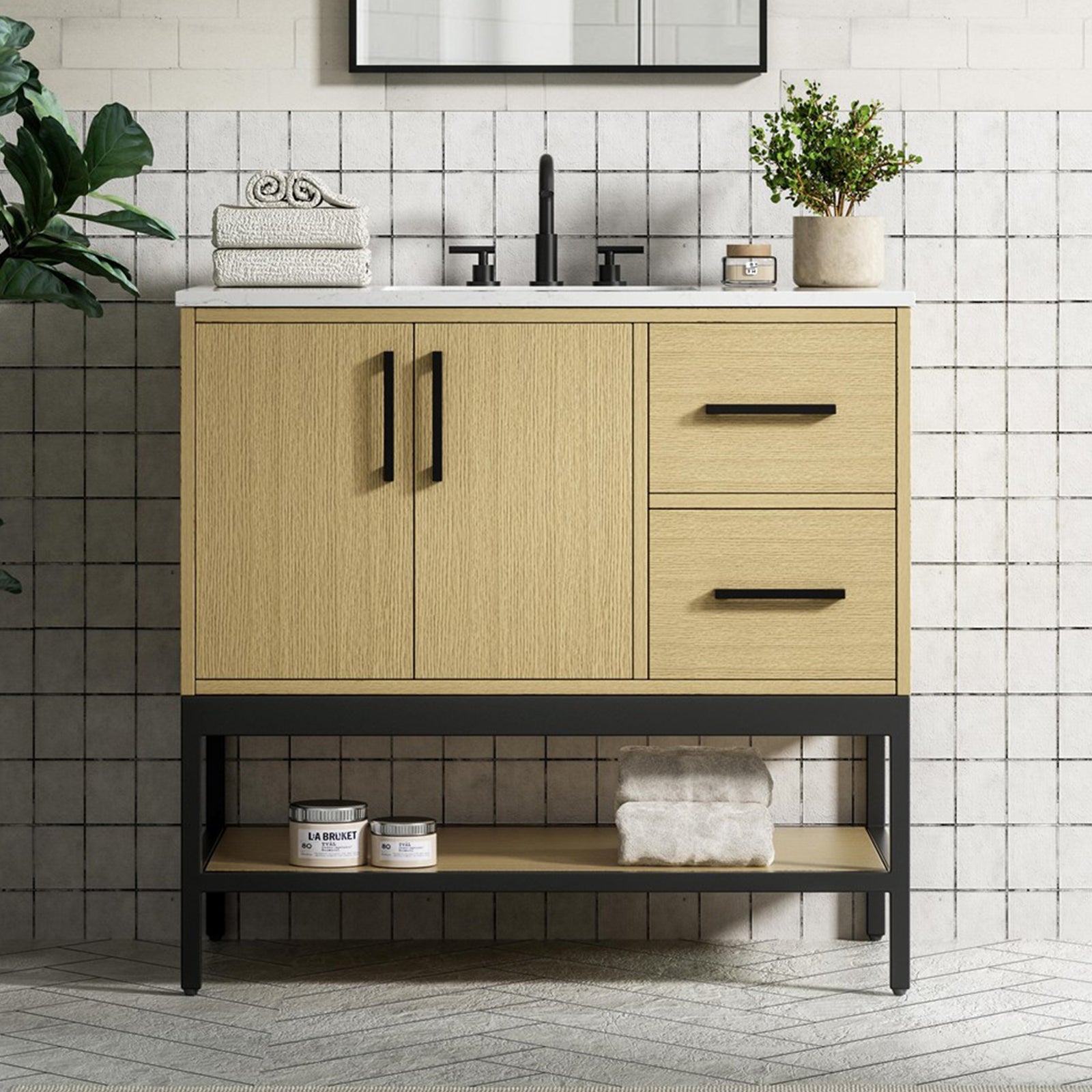 36 Inch Single Bathroom Vanity In Honey Brown Honey Brown Finish - KITCHEN & BATH by Joshua Marshal