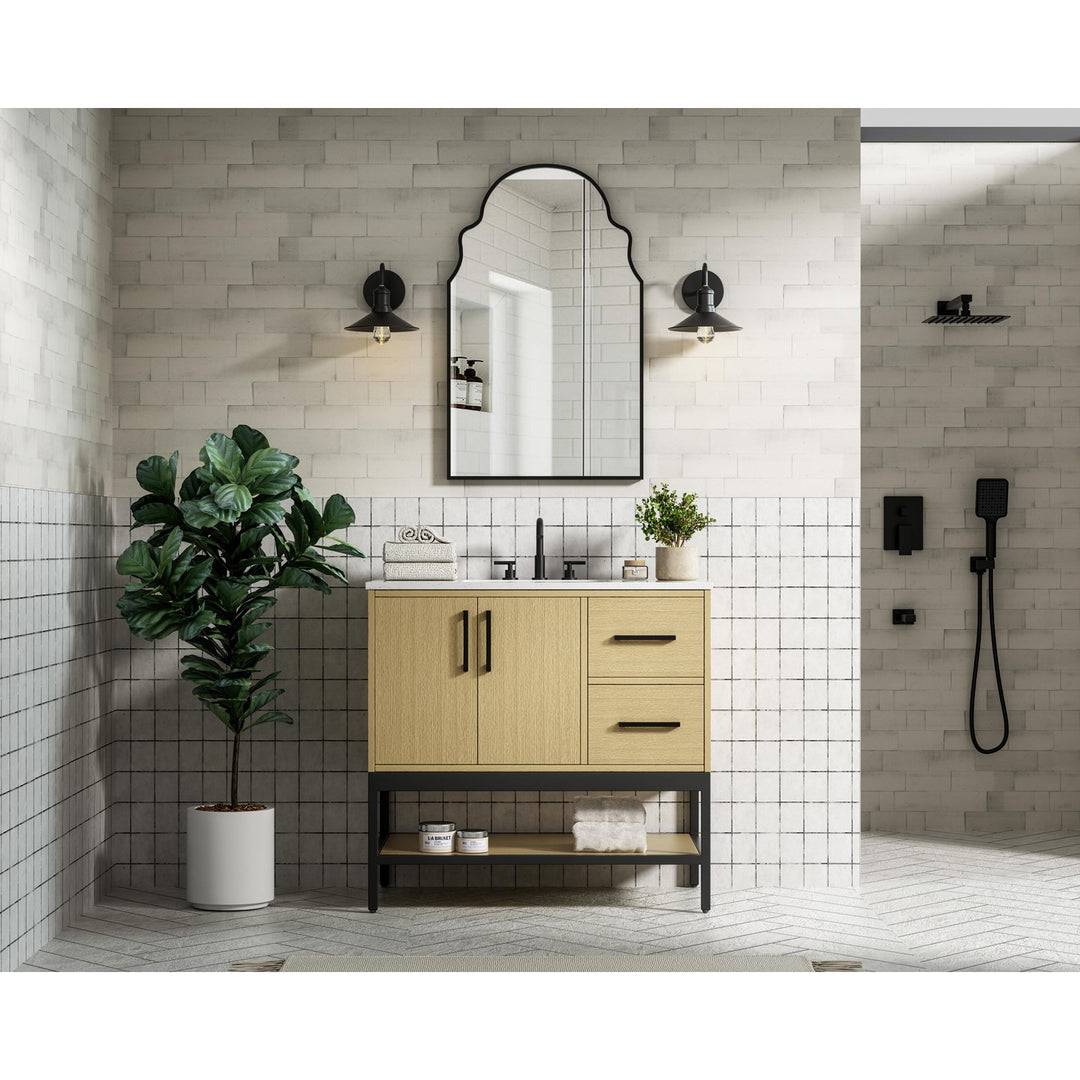 36 Inch Single Bathroom Vanity In Honey Brown - View 2 - Joshua Marshal