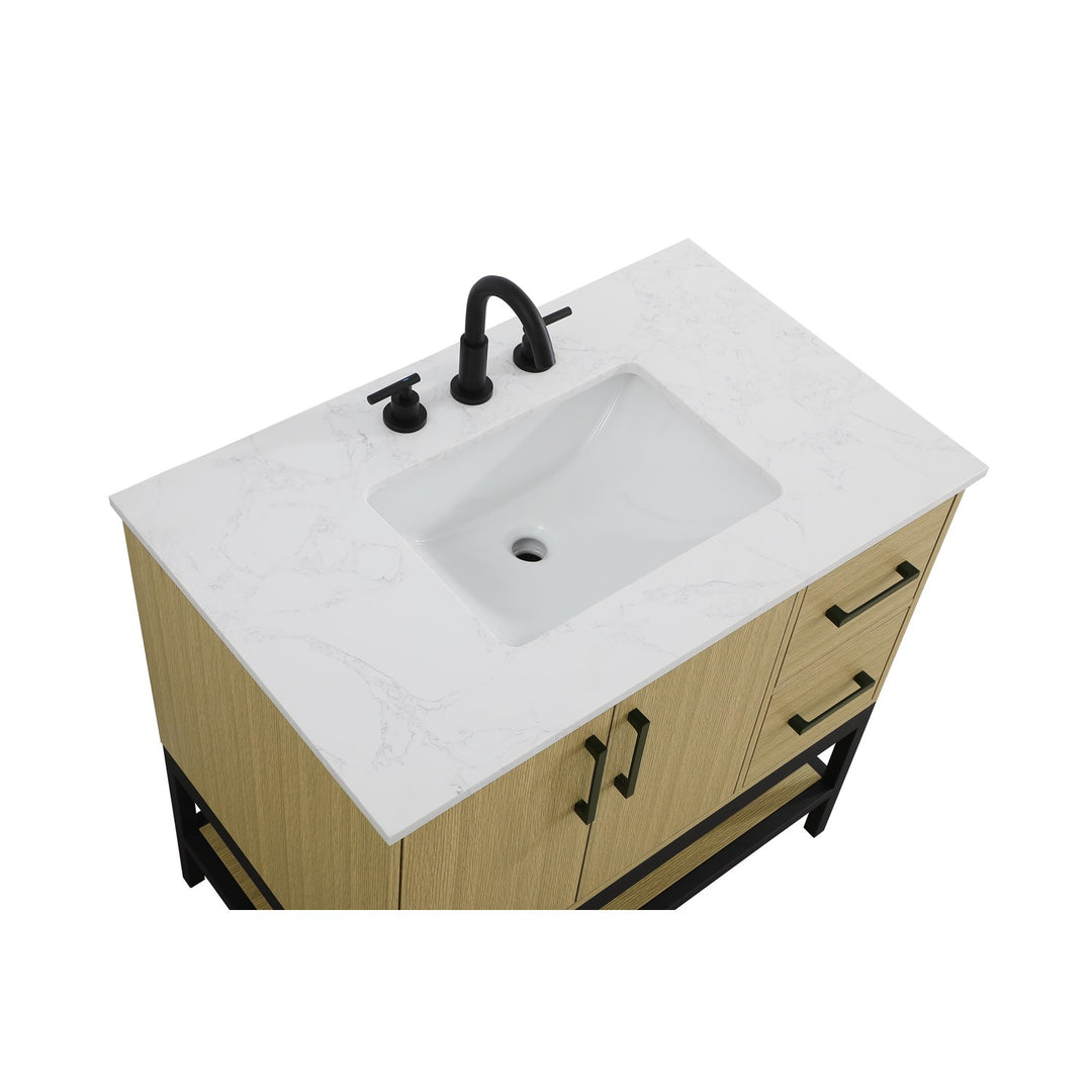 36 Inch Single Bathroom Vanity In Honey Brown - View 5 - Joshua Marshal