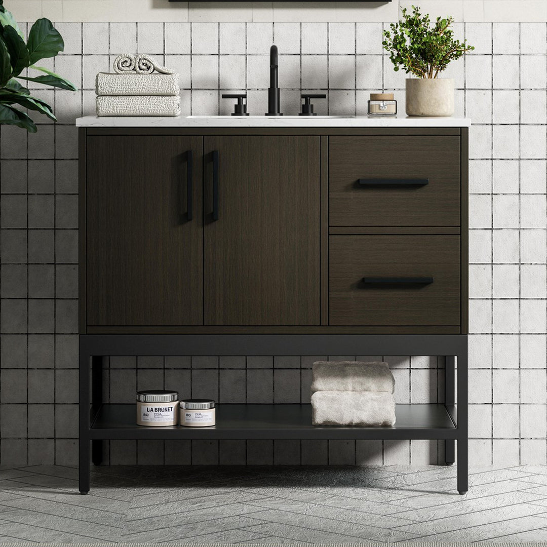 36 Inch Single Bathroom Vanity In Mocha Brown Mocha Brown Finish - KITCHEN & BATH by Joshua Marshal