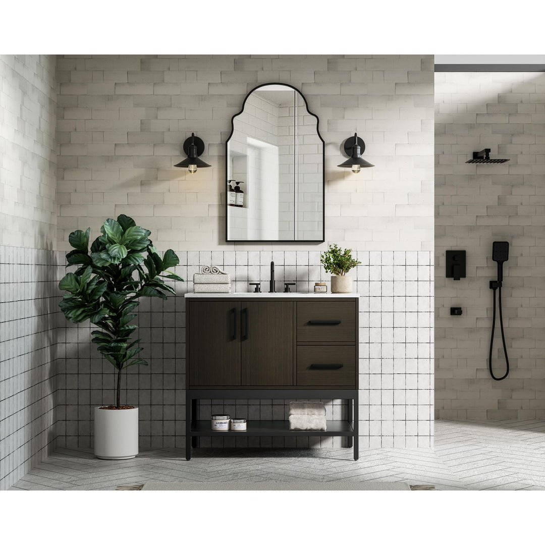 36 Inch Single Bathroom Vanity In Mocha Brown - View 2 - Joshua Marshal