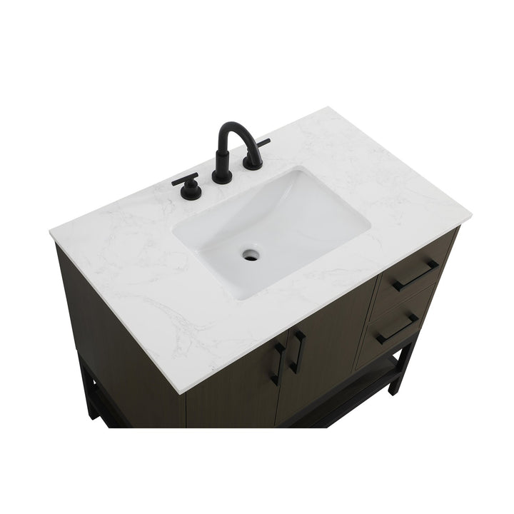 36 Inch Single Bathroom Vanity In Mocha Brown - View 5 - Joshua Marshal