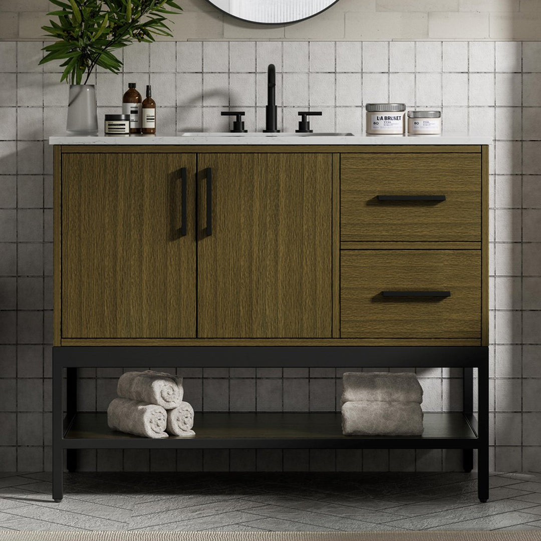 42 Inch Single Bathroom Vanity In Chestnut Brown Chestnut Brown Finish - KITCHEN & BATH by Joshua Marshal