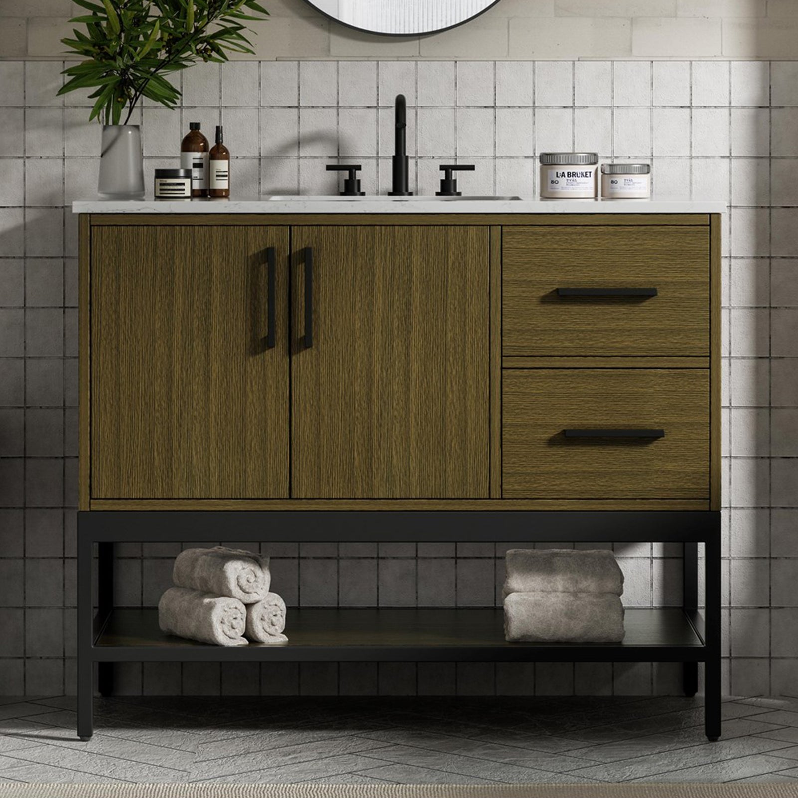 42 Inch Single Bathroom Vanity In Chestnut Brown Chestnut Brown Finish - KITCHEN & BATH by Joshua Marshal