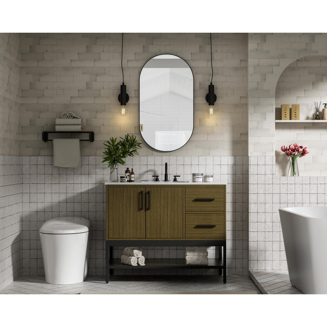 42 Inch Single Bathroom Vanity In Chestnut Brown - View 2 - Joshua Marshal