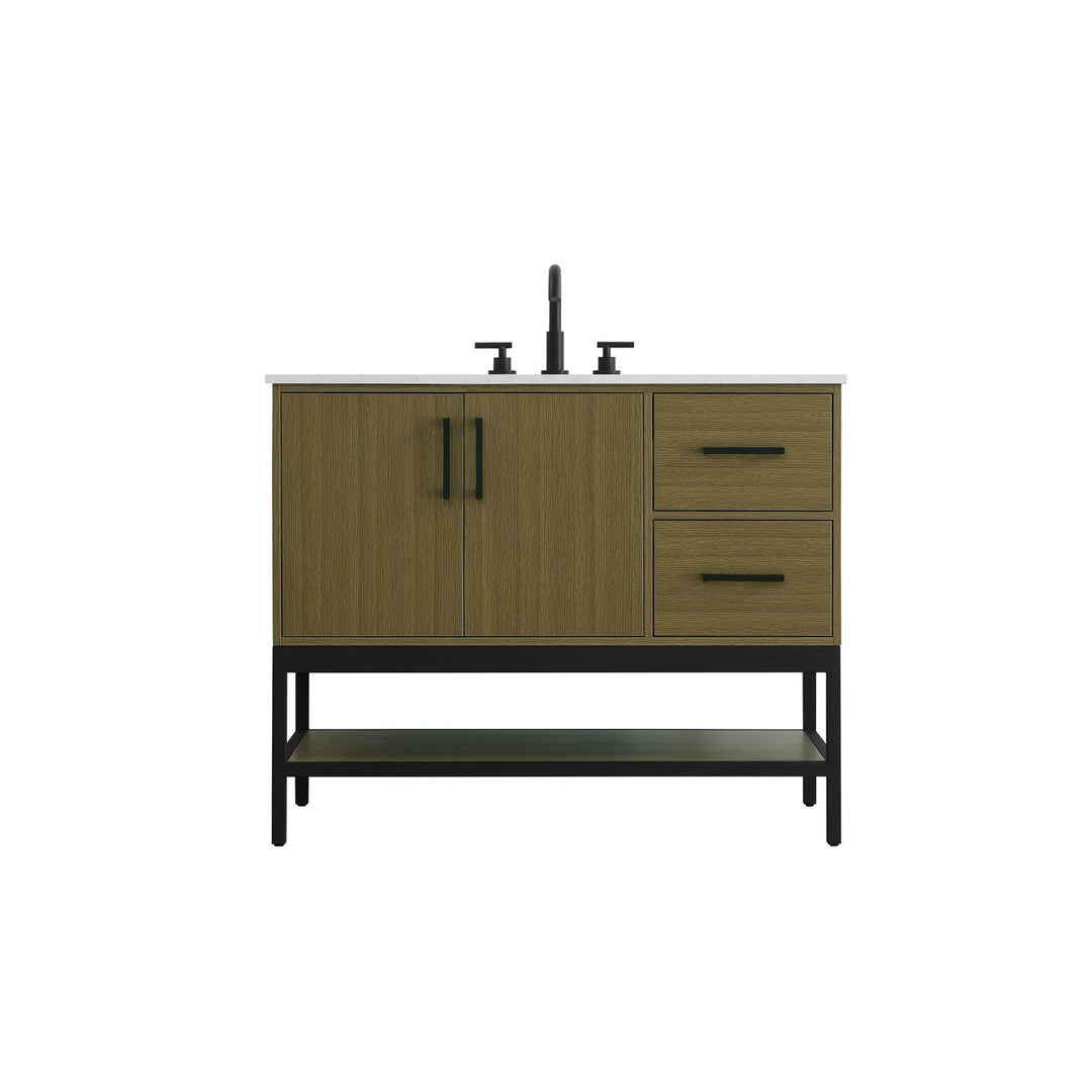42 Inch Single Bathroom Vanity In Chestnut Brown - View 3 - Joshua Marshal