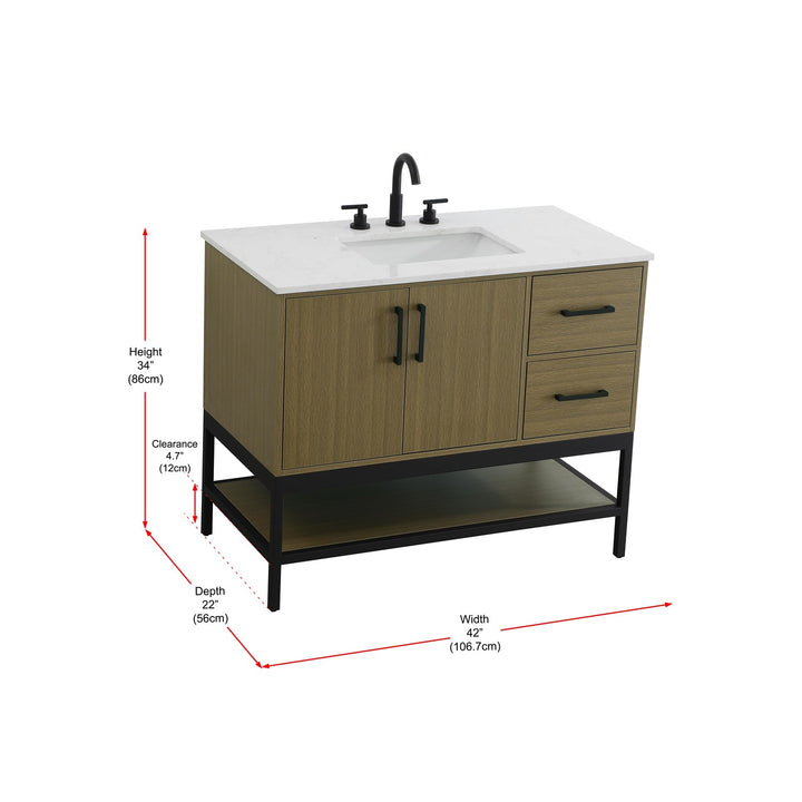 42 Inch Single Bathroom Vanity In Chestnut Brown - View 5 - Joshua Marshal