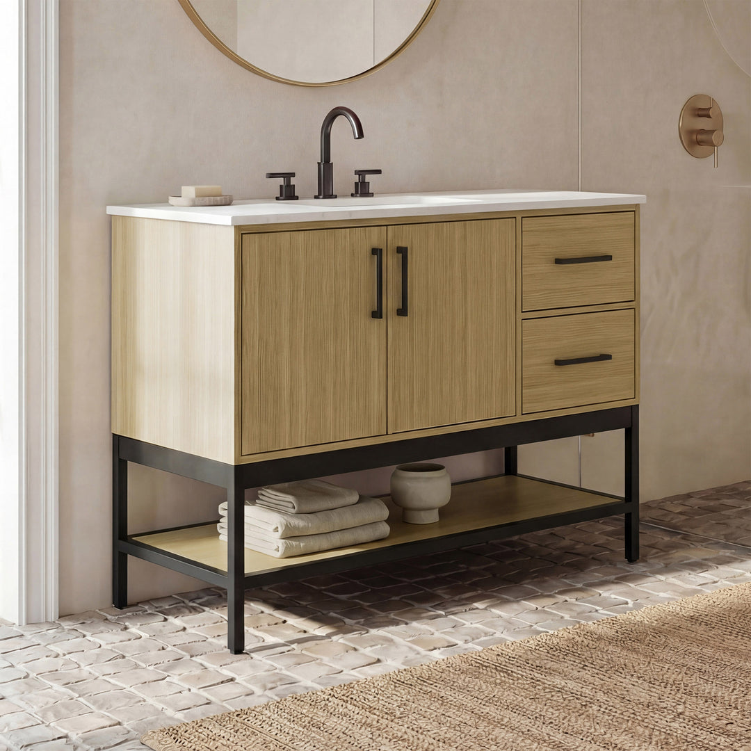 42 Inch Single Bathroom Vanity In Honey Brown Honey Brown Finish - KITCHEN & BATH by Joshua Marshal