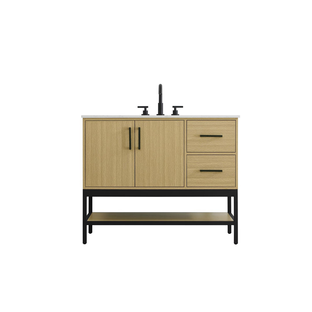 42 Inch Single Bathroom Vanity In Honey Brown - View 3 - Joshua Marshal