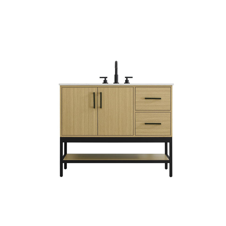 42 Inch Single Bathroom Vanity In Honey Brown - View 3 - Joshua Marshal