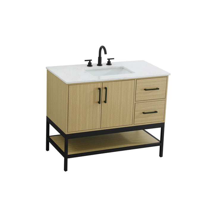 42 Inch Single Bathroom Vanity In Honey Brown - View 4 - Joshua Marshal
