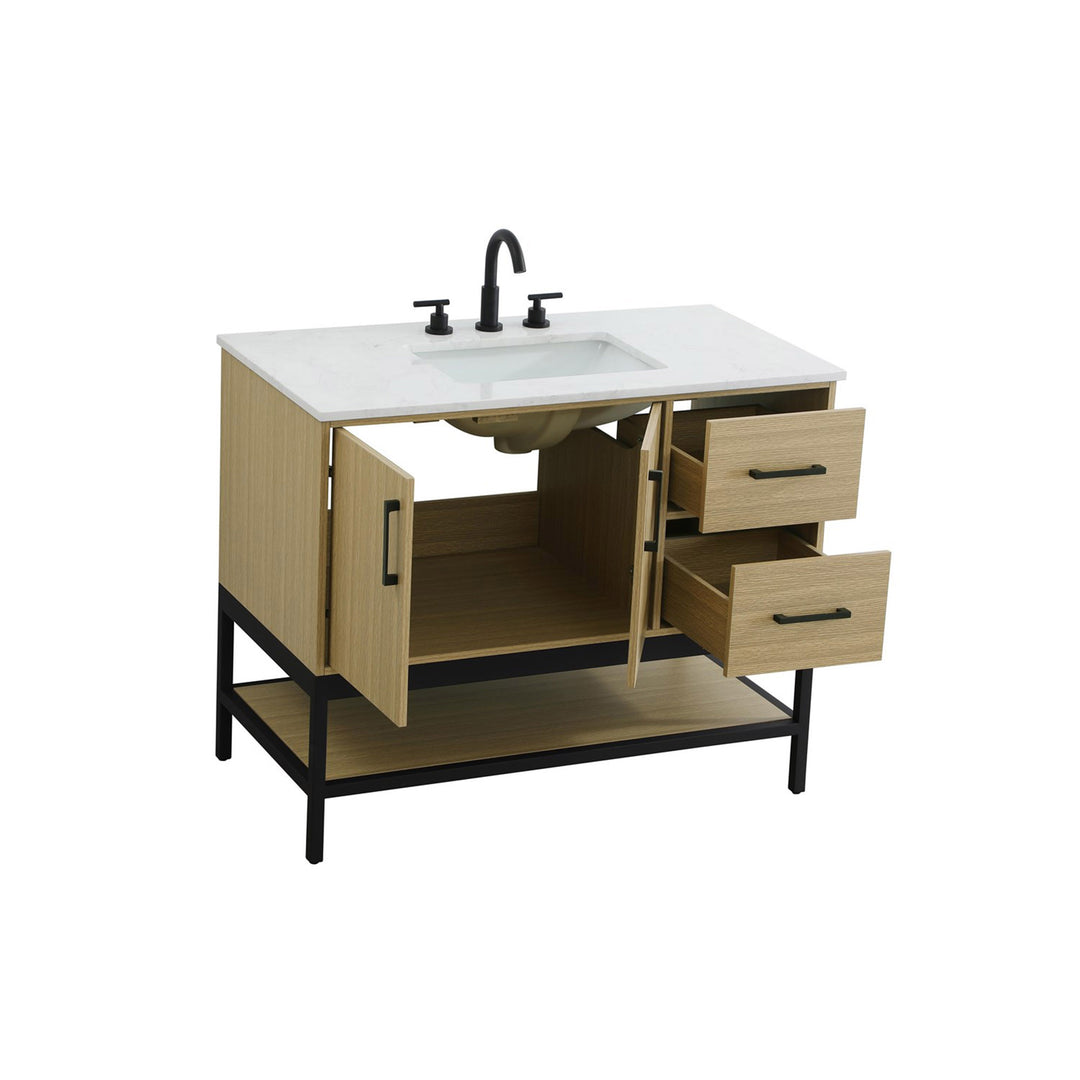42 Inch Single Bathroom Vanity In Honey Brown - View 5 - Joshua Marshal