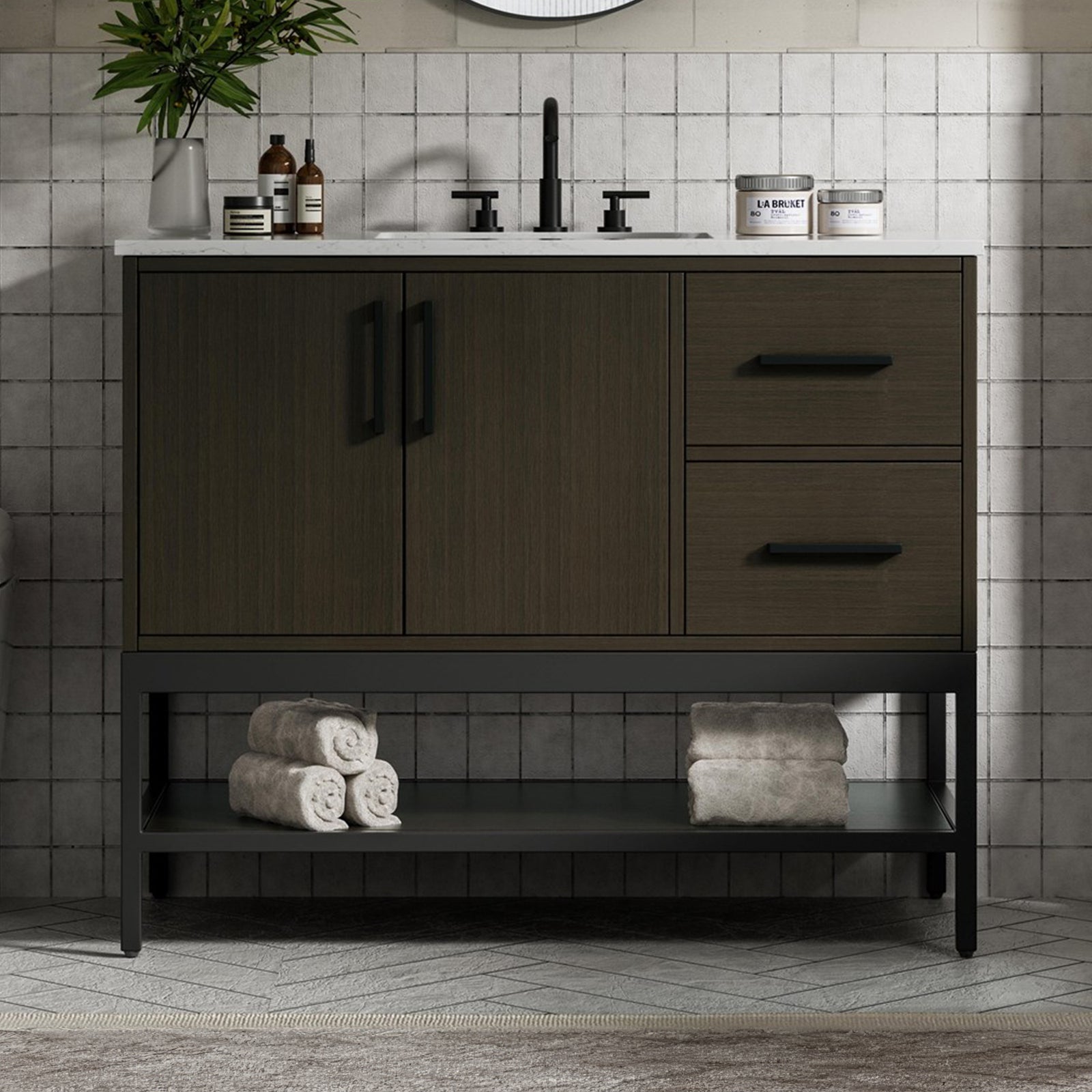 42 Inch Single Bathroom Vanity In Mocha Brown Mocha Brown Finish - KITCHEN & BATH by Joshua Marshal