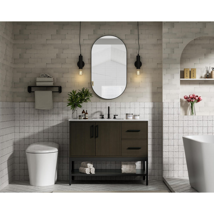 42 Inch Single Bathroom Vanity In Mocha Brown - View 2 - Joshua Marshal