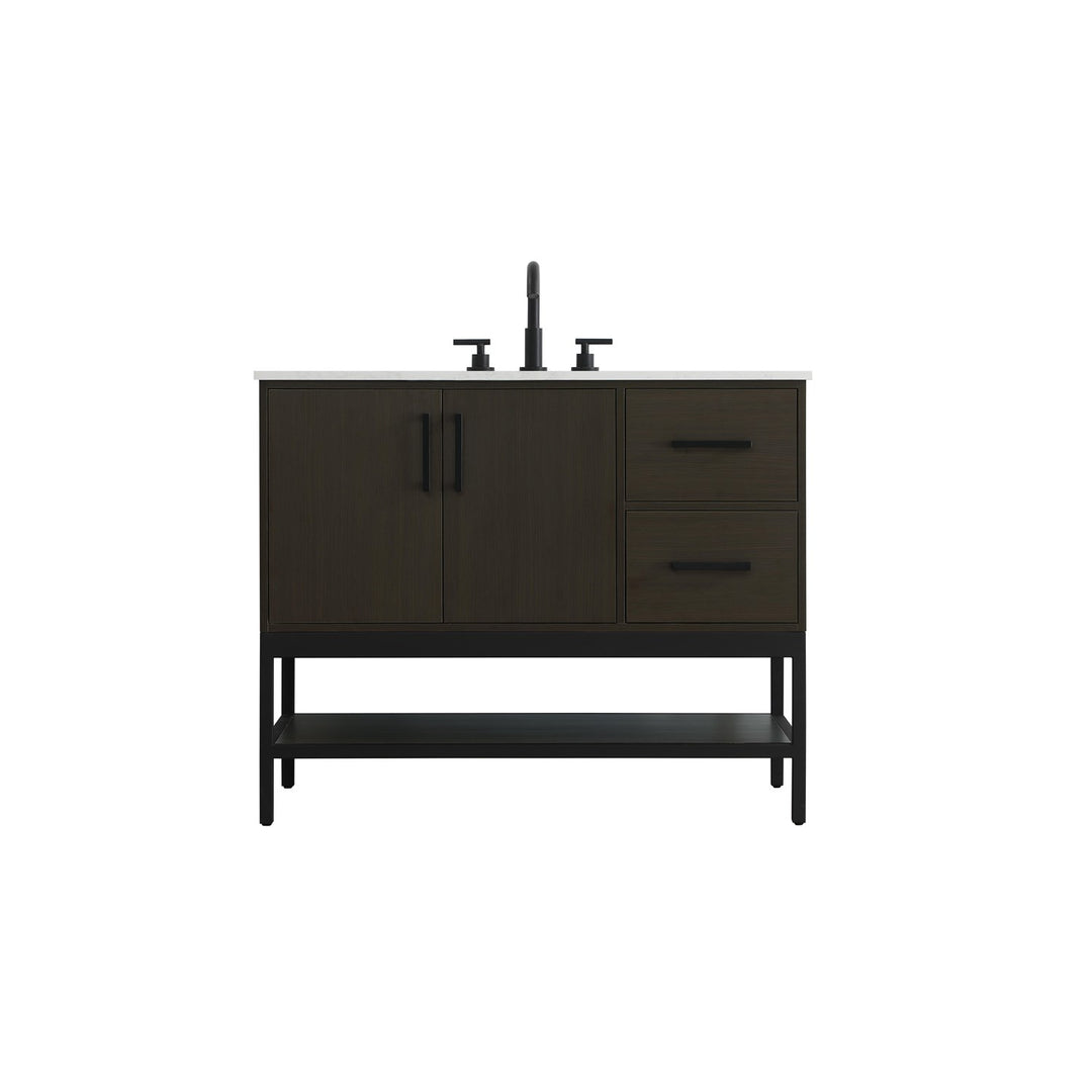 42 Inch Single Bathroom Vanity In Mocha Brown - View 3 - Joshua Marshal