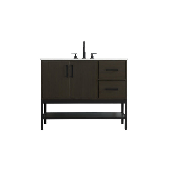 42 Inch Single Bathroom Vanity In Mocha Brown - View 3 - Joshua Marshal